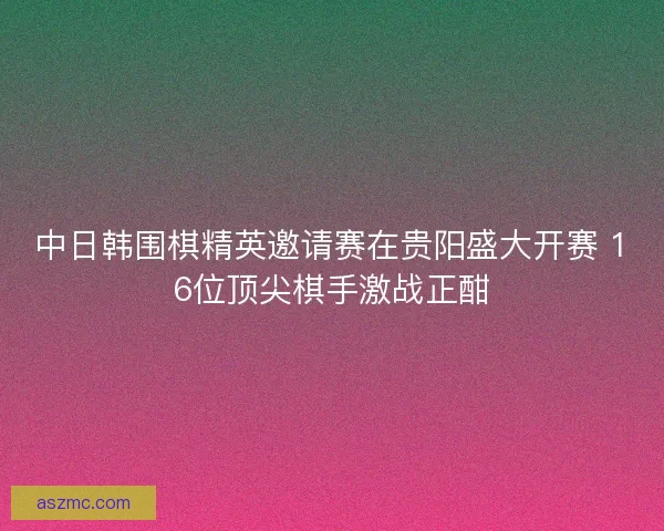 中日韩围棋精英邀请赛在贵阳盛大开赛 16位顶尖棋手激战正酣
