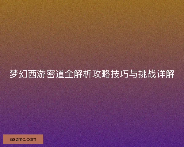 梦幻西游密道全解析攻略技巧与挑战详解