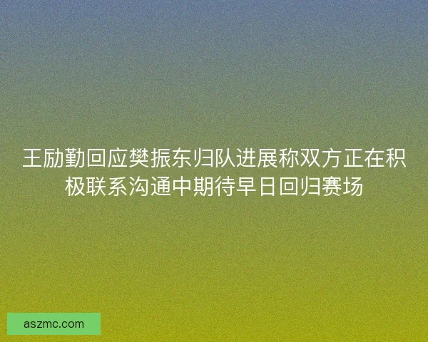 王励勤回应樊振东归队进展称双方正在积极联系沟通中期待早日回归赛场