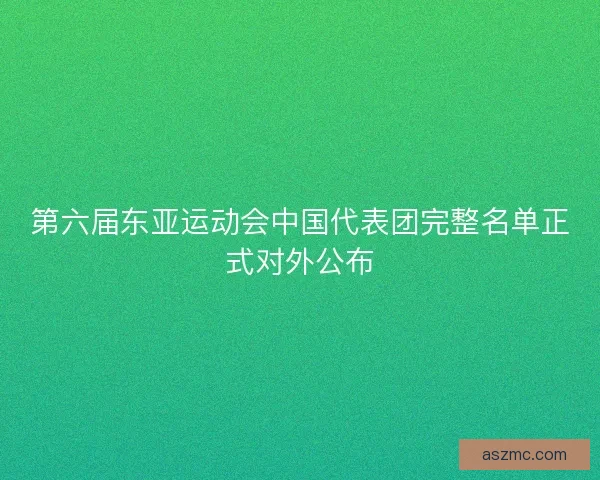 第六届东亚运动会中国代表团完整名单正式对外公布