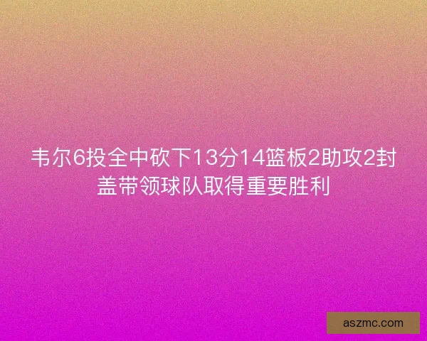 韦尔6投全中砍下13分14篮板2助攻2封盖带领球队取得重要胜利